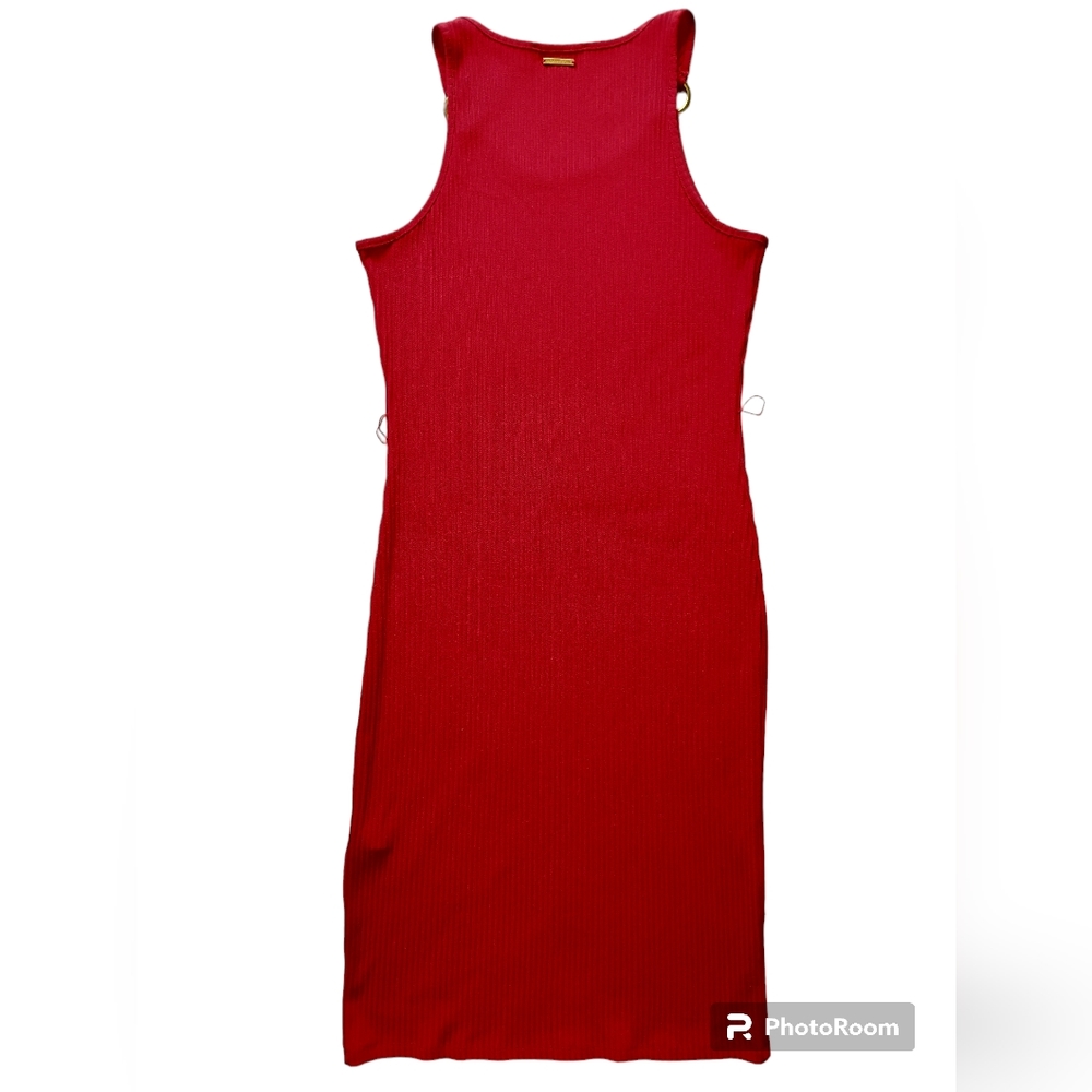 Michael Kors Women's Ribbed Stretch Knit Tank Coral Dress Sleeveless Size L‎ - Picture 6 of 12